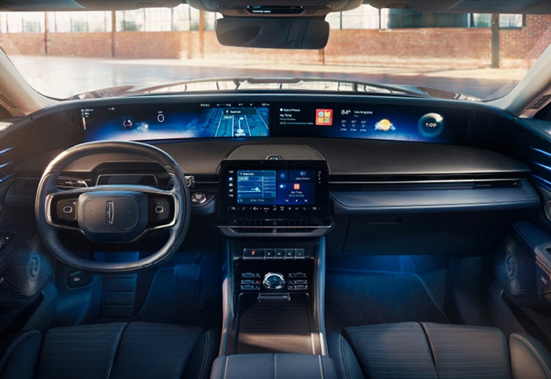 A large panoramic display is shown on the dashboard of a 2024 Lincoln Nautilus® SUV | Rogers Lincoln in Midland TX